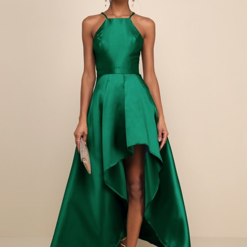 Lulus Broadway Show Emerald Green High-low Gown - Size XL